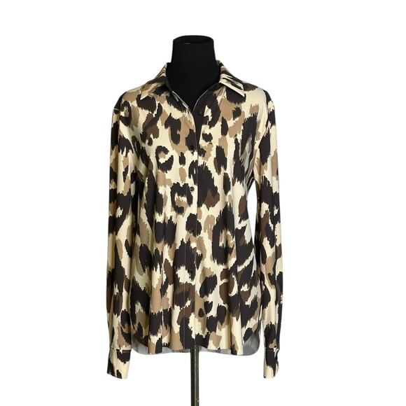 LYSSE animal print Connie slim button down long sleeves shirt size Small - Picture 1 of 16